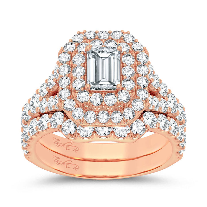 Romantic 14k Rose Gold 3CT Lab Diamond Engagement Ring