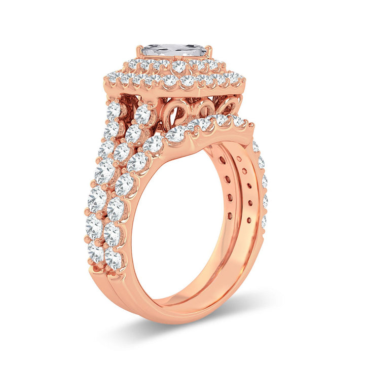 Romantic 14k Rose Gold 3CT Lab Diamond Engagement Ring