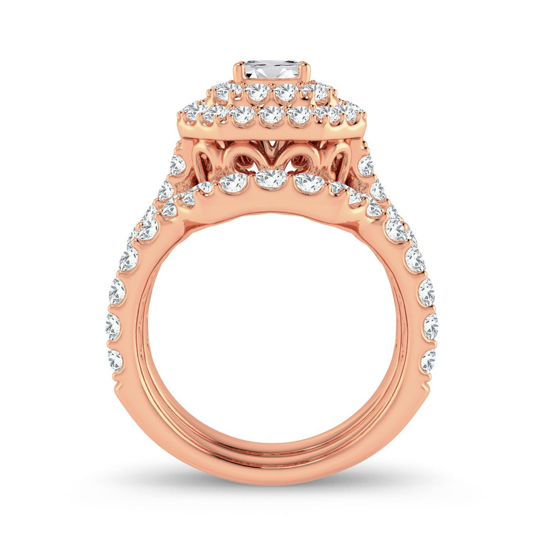 Romantic 14k Rose Gold 3CT Lab Diamond Engagement Ring