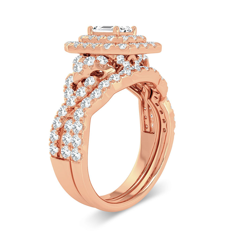 Romantic 14k Rose Gold 2CT Lab Diamond Engagement Ring