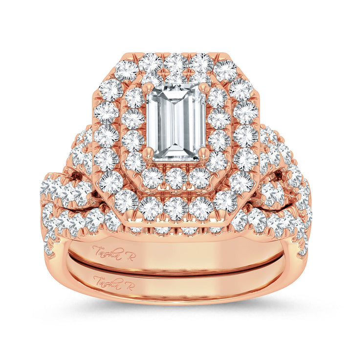 Romantic 14k Rose Gold 3CT Lab Diamond Engagement Ring
