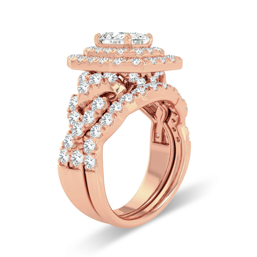 Romantic 14k Rose Gold 3CT Lab Diamond Engagement Ring
