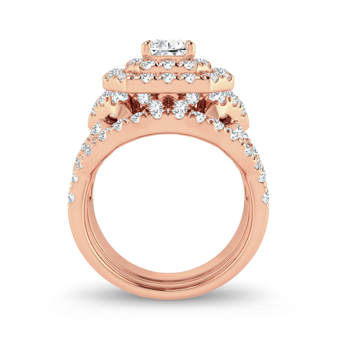 Romantic 14k Rose Gold 3CT Lab Diamond Engagement Ring