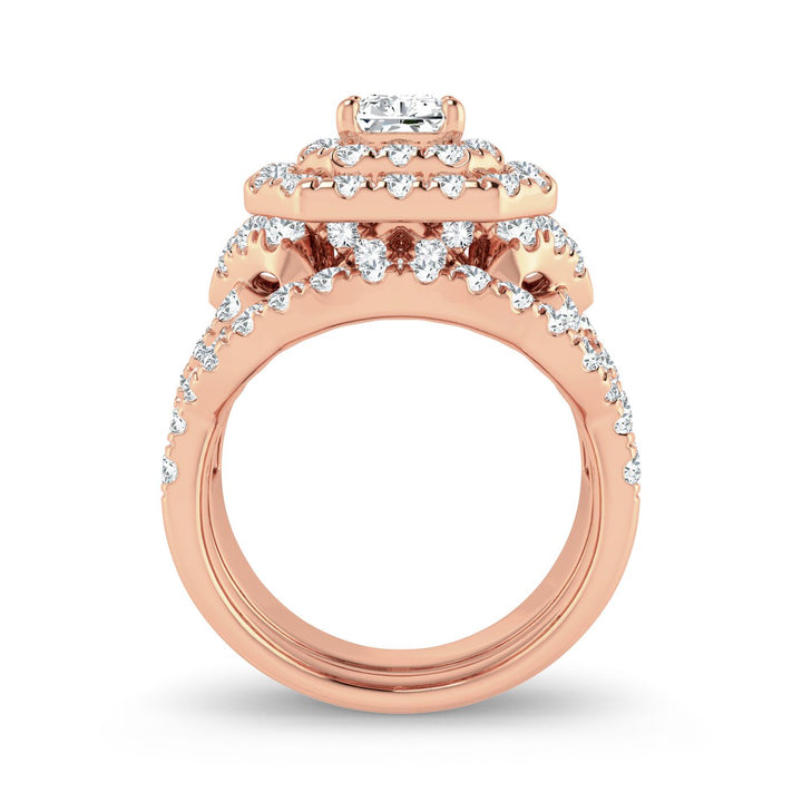 Romantic 14k Rose Gold 3CT Lab Diamond Engagement Ring