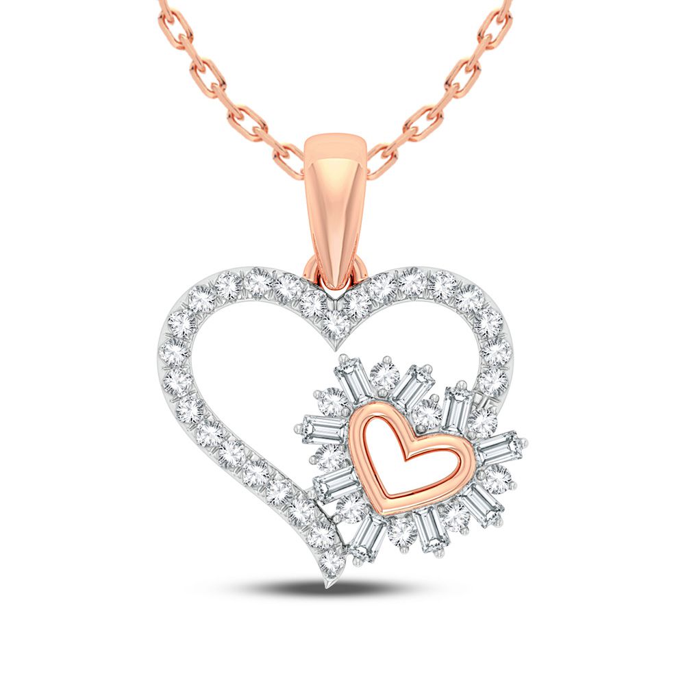 Romantic 10k Rose Gold 0.25CT Lab Diamond Womens Pendant