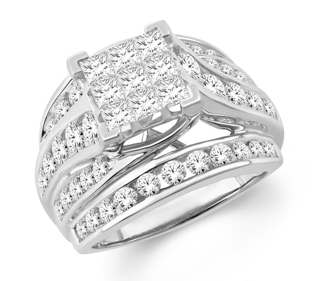 Brilliant 10k White Gold 3ct Lab Diamond Engagement Ring