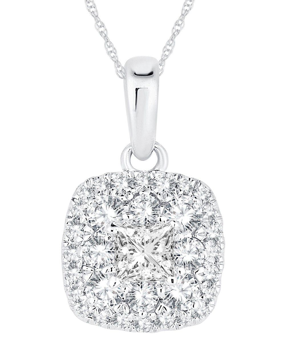 Luminous 14k White Gold Lab Diamond Womens Pendant Necklace