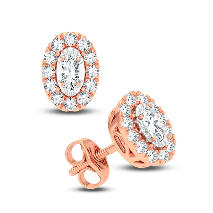 14k Rose Gold Lab Diamond Stud Earrings - Chic Accent