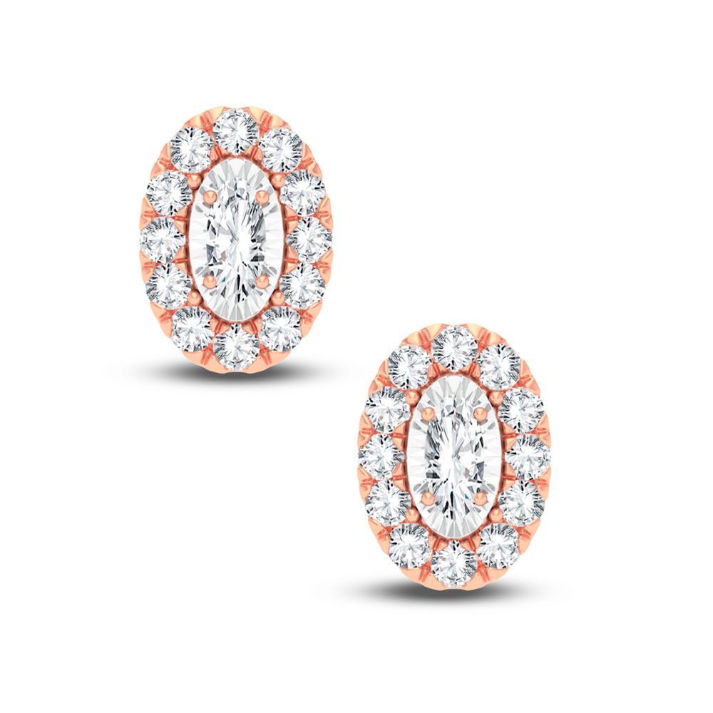 14k Rose Gold Lab Diamond Stud Earrings - Chic Accent