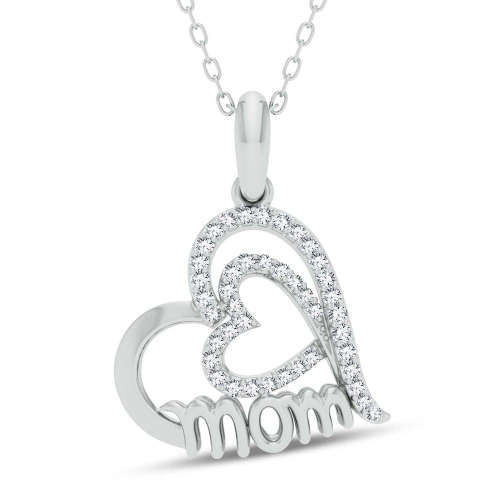 Chic 10k White Gold 0.22ct Lab Diamond Pendant for Her