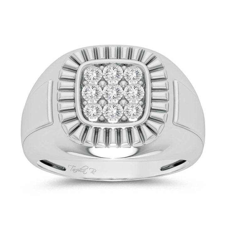 Modern 10K White Gold 0.20ct Lab Diamond Mens Ring