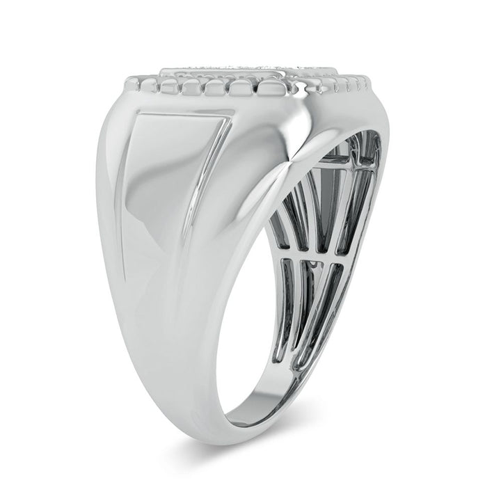 Modern 10K White Gold 0.20ct Lab Diamond Mens Ring