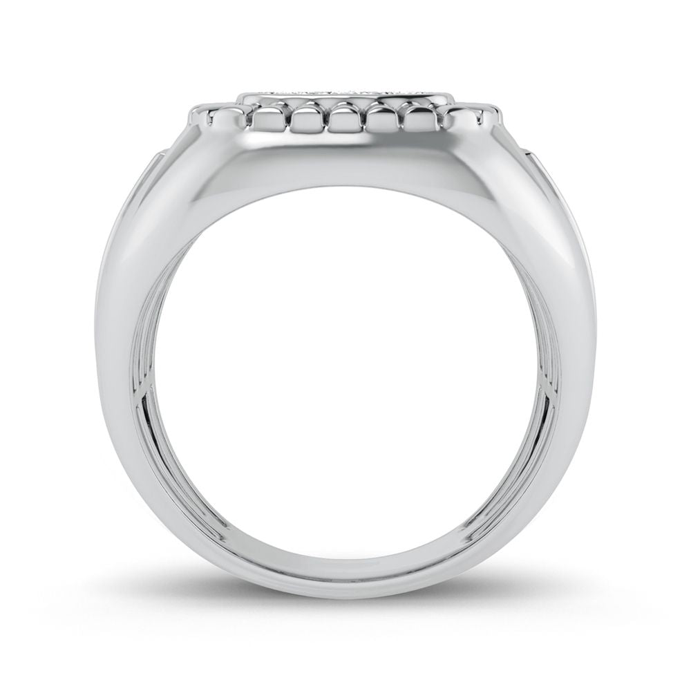 Modern 10K White Gold 0.20ct Lab Diamond Mens Ring