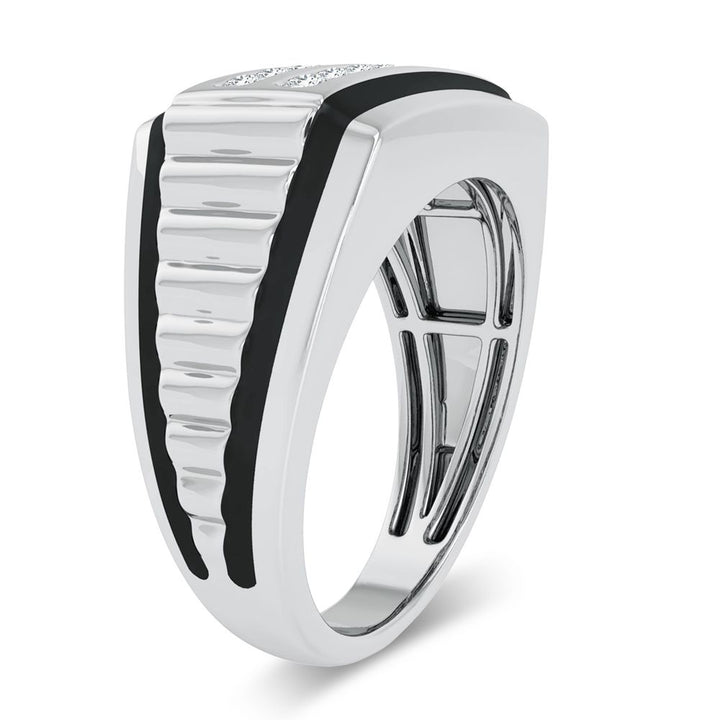 Modern 10K White Gold 0.25ct Lab Diamond Mens Ring