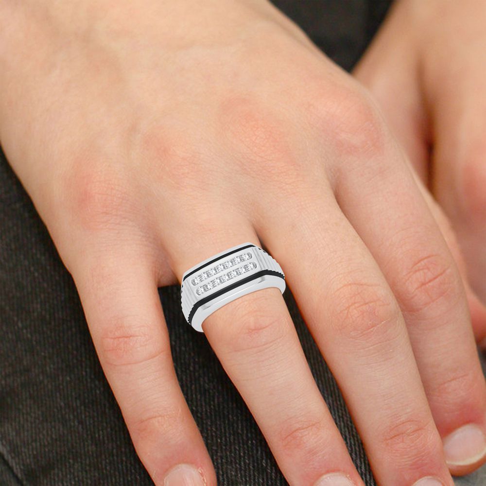 Modern 10K White Gold 0.25ct Lab Diamond Mens Ring