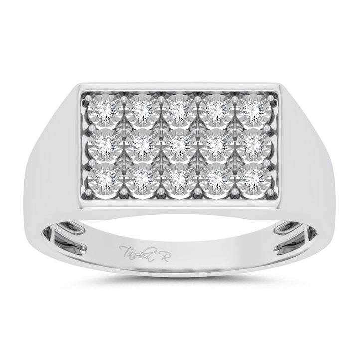 Modern 10K White Gold 0.20ct Lab Diamond Mens Ring