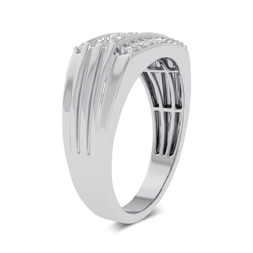 10K White Gold Lab Diamond Mens Sleek Band Ring