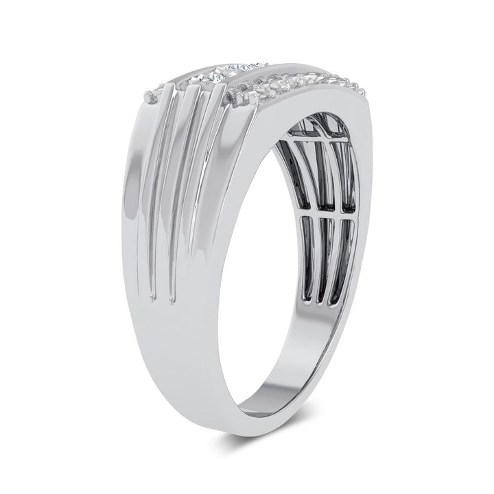 10K White Gold Lab Diamond Mens Sleek Band Ring