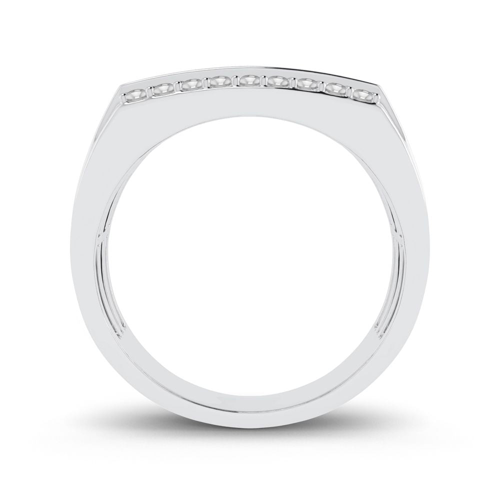 10K White Gold Lab Diamond Mens Sleek Band Ring