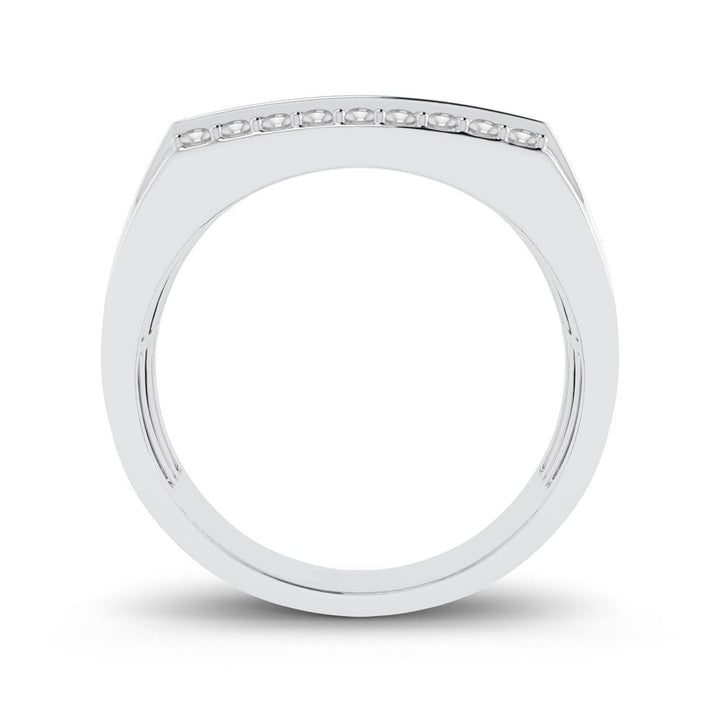10K White Gold Lab Diamond Mens Sleek Band Ring