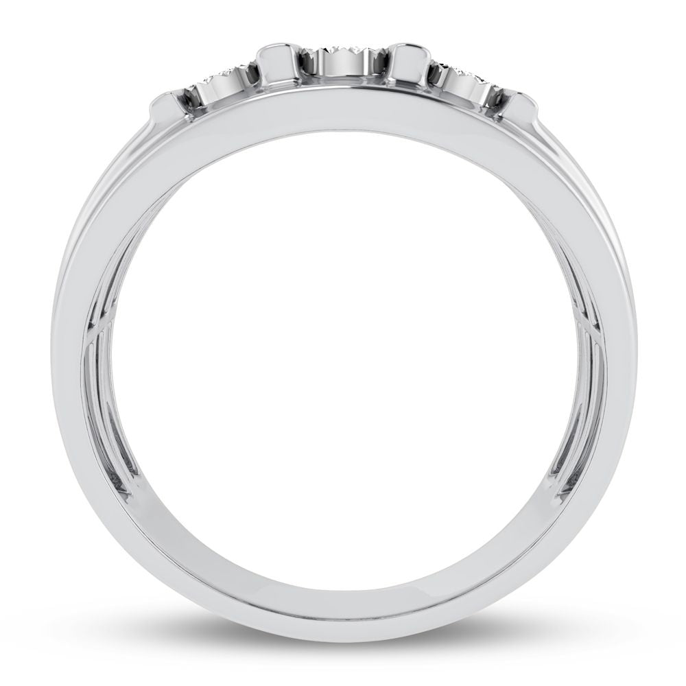 10K White Gold Lab Diamond Mens Statement Ring