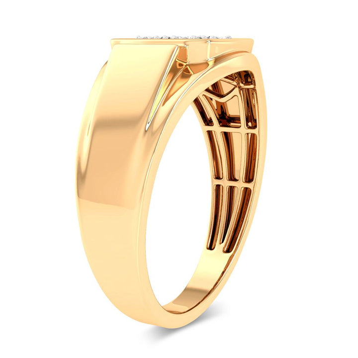 10K Yellow Gold Lab Diamond Mens Statement Ring