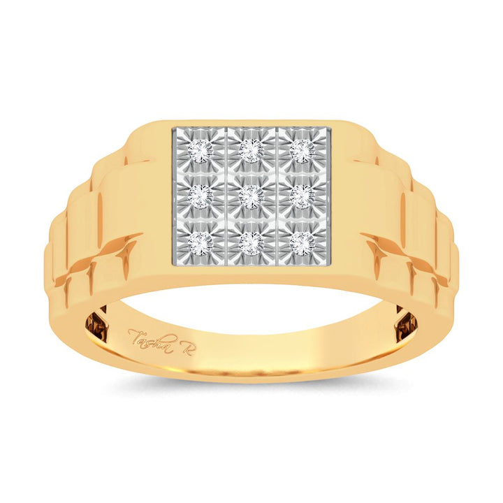 10K Yellow Gold Mens Lab Diamond Masculine Band Ring