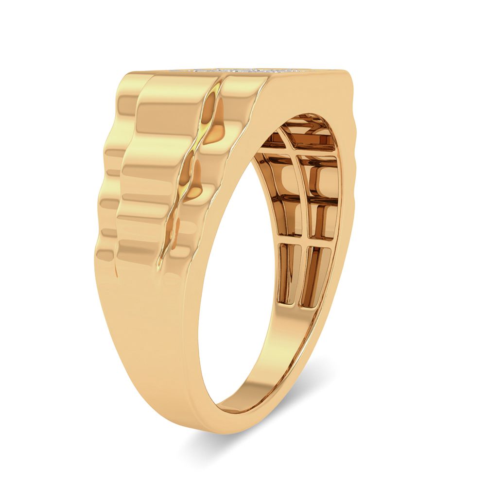 10K Yellow Gold Mens Lab Diamond Masculine Band Ring