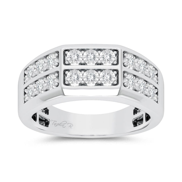 Modern 10K White Gold 0.20ct Lab Diamond Mens Ring