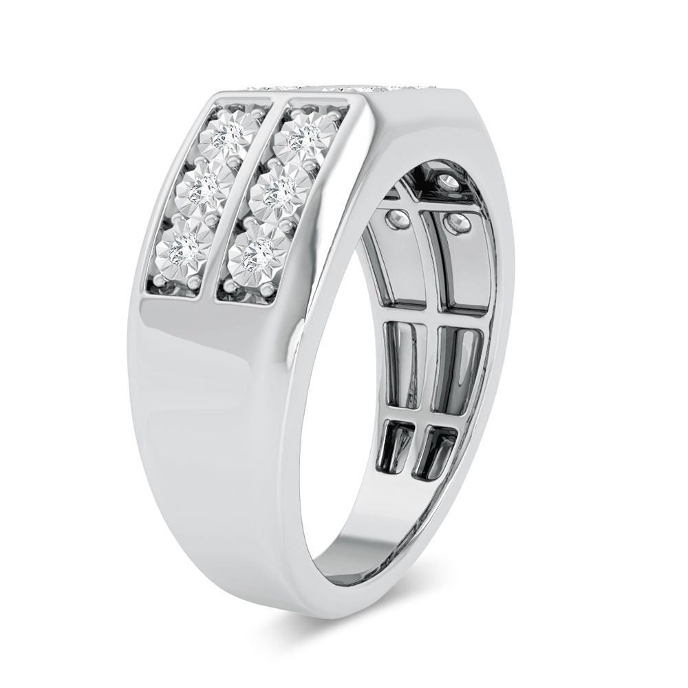 Modern 10K White Gold 0.20ct Lab Diamond Mens Ring