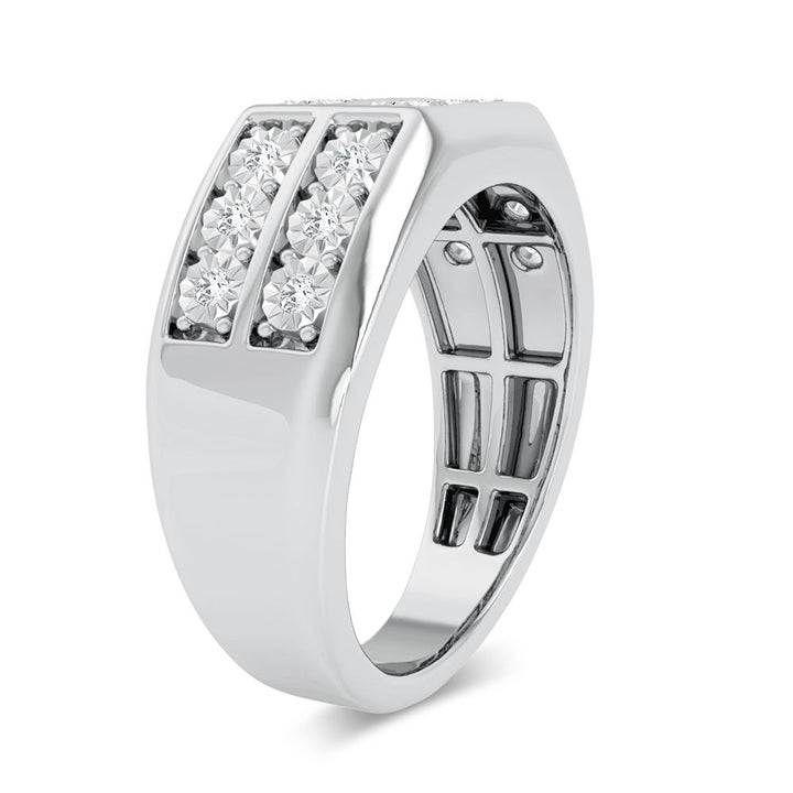 Modern 10K White Gold 0.20ct Lab Diamond Mens Ring