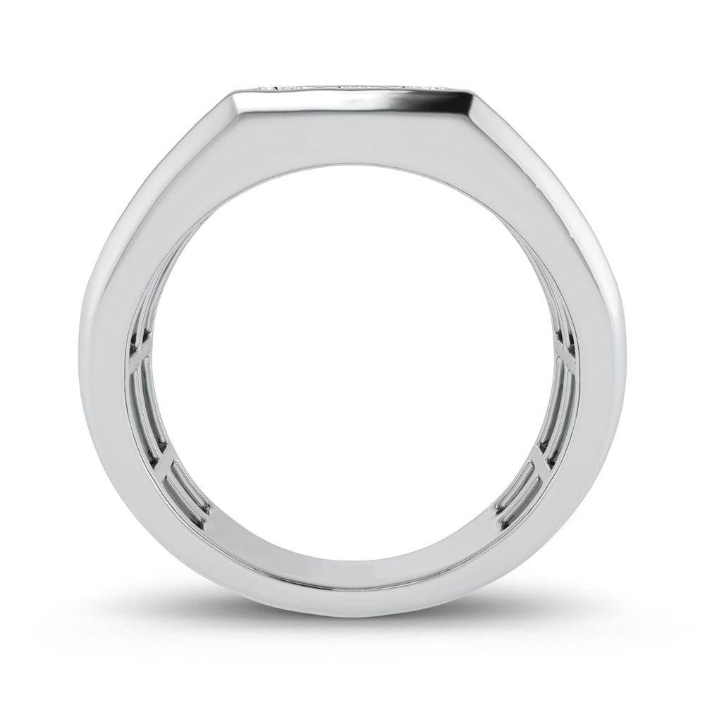Modern 10K White Gold 0.20ct Lab Diamond Mens Ring