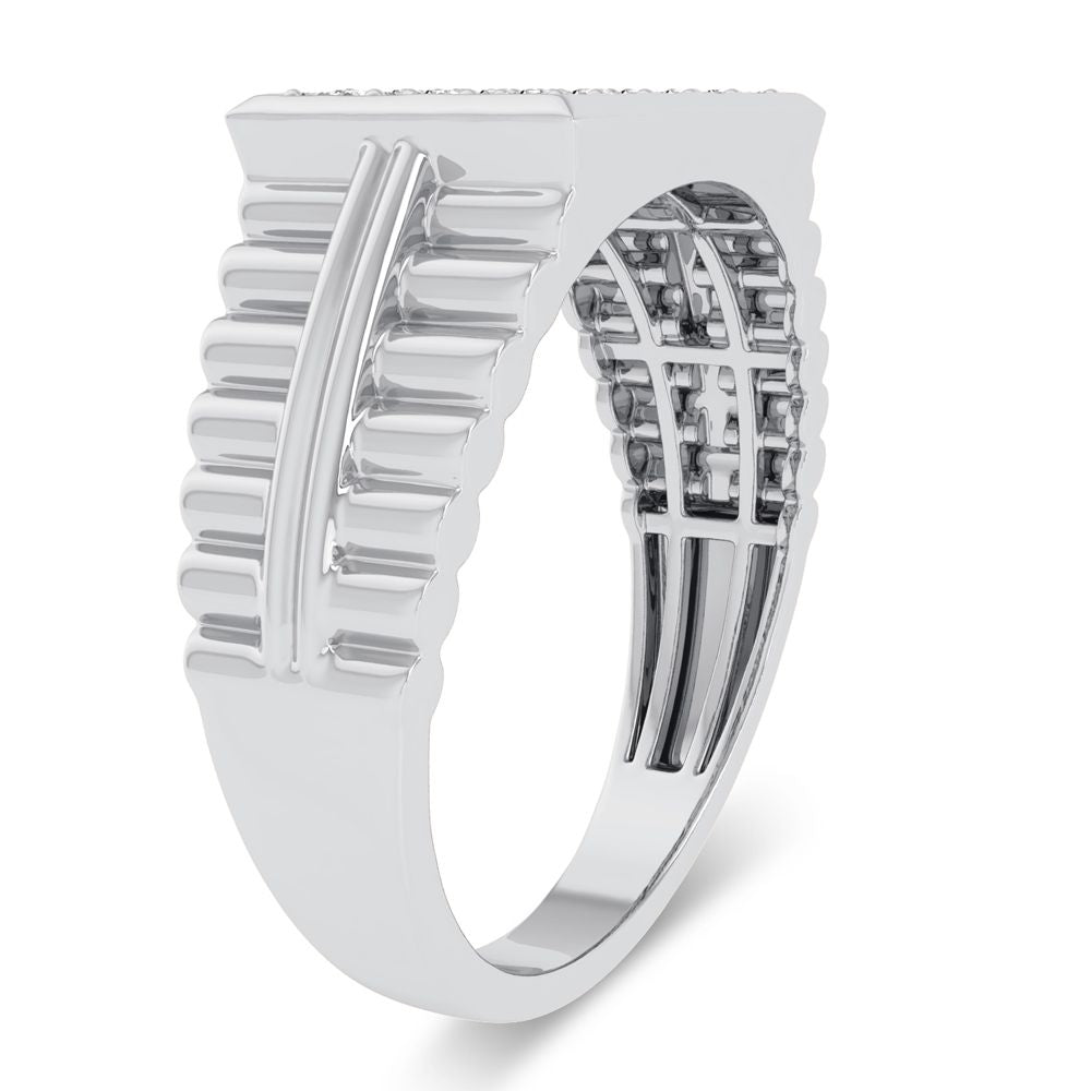 10K White Gold Lab Diamond Mens Sleek Band Ring