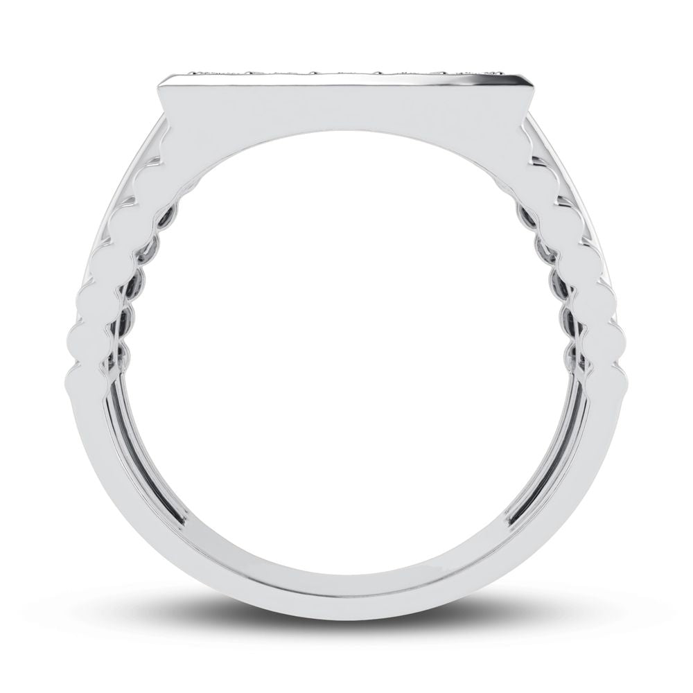 10K White Gold Lab Diamond Mens Sleek Band Ring