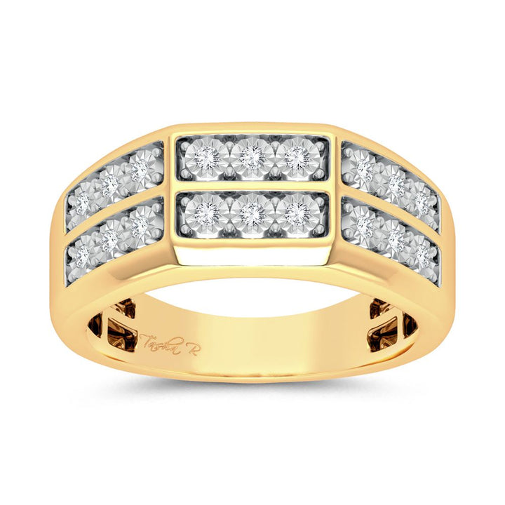 10K Yellow Gold Lab Diamond Mens Statement Ring