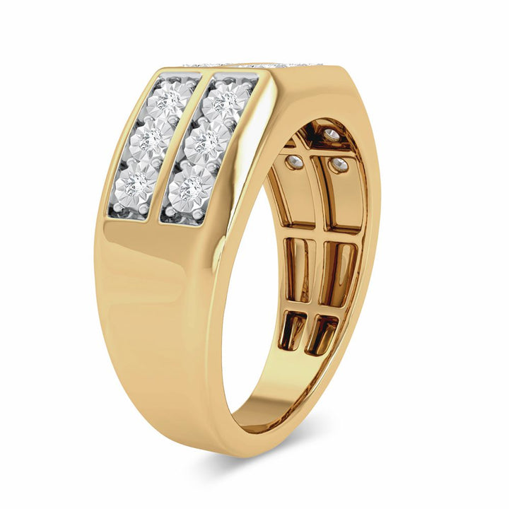 10K Yellow Gold Lab Diamond Mens Statement Ring