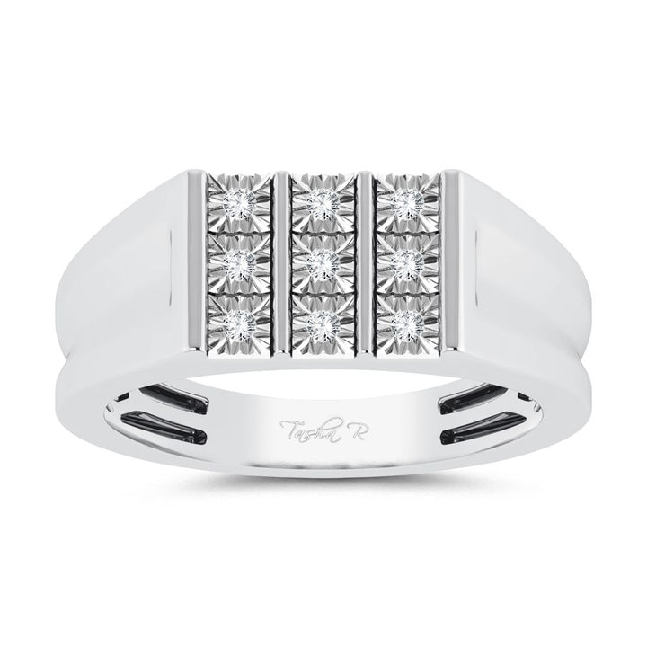 10K White Gold Lab Diamond Mens Statement Ring