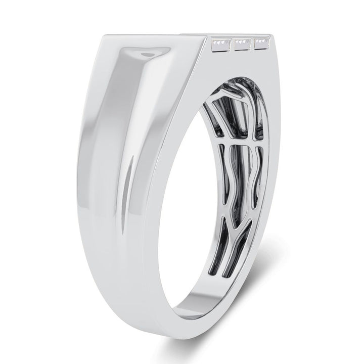 10K White Gold Lab Diamond Mens Statement Ring