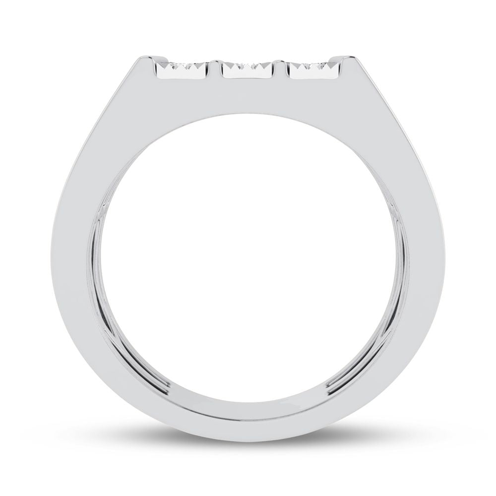 10K White Gold Lab Diamond Mens Statement Ring
