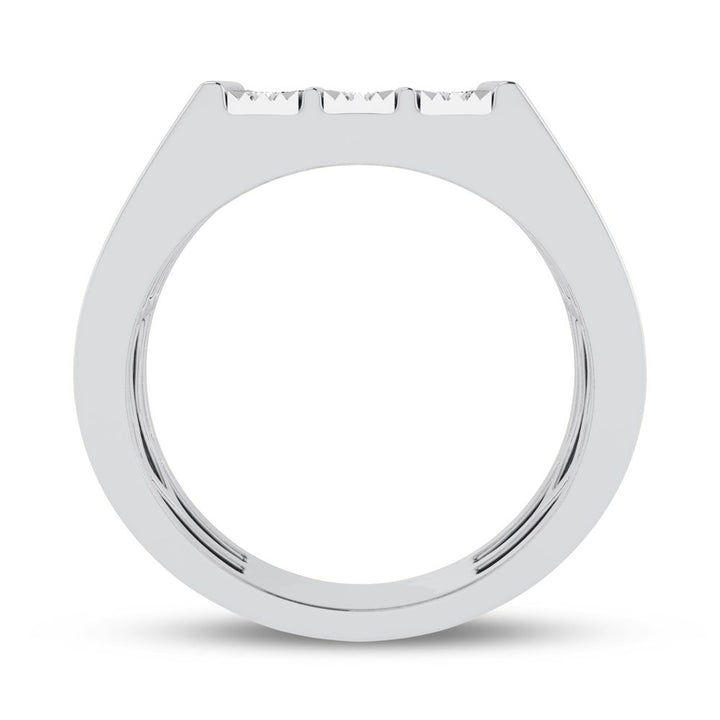10K White Gold Lab Diamond Mens Statement Ring
