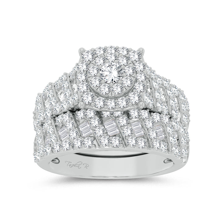 Luminous 14k White Gold 3ct Lab Diamond Trio Wedding Set