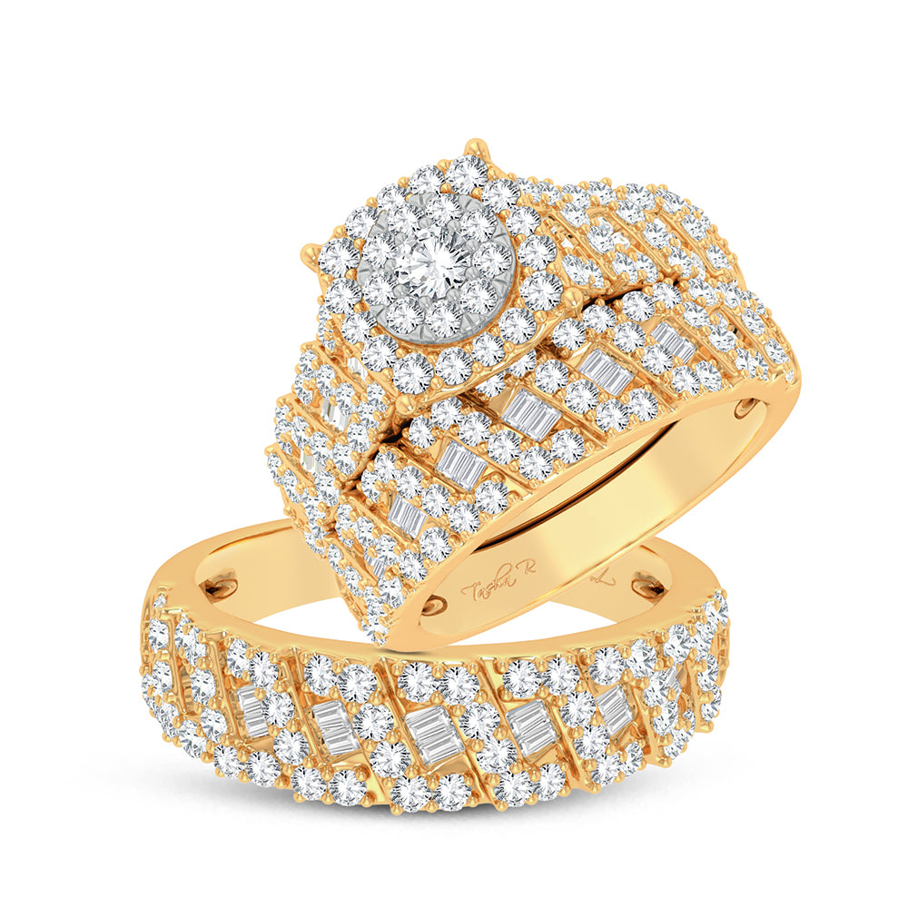 14k Yellow Gold 3ct Lab Diamond Womens Bridal Trio Set