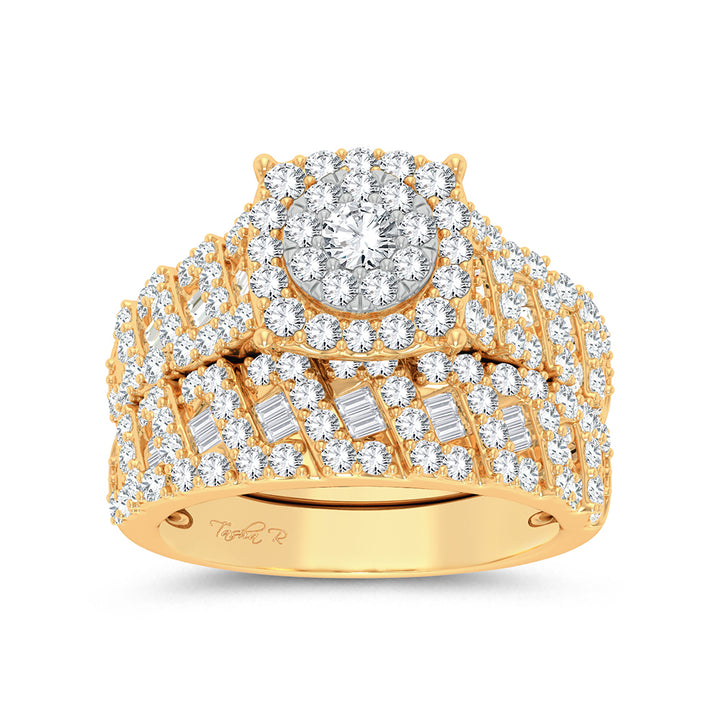 14k Yellow Gold 3ct Lab Diamond Womens Bridal Trio Set