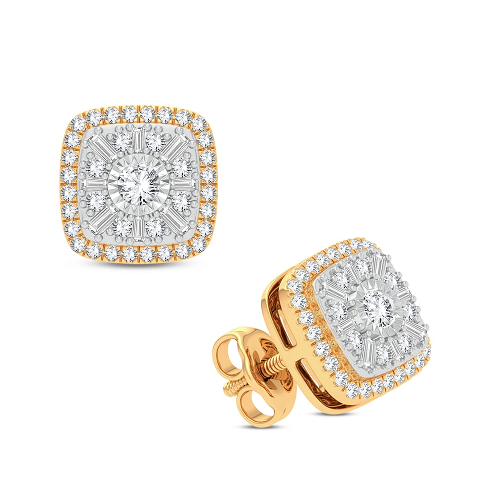 Romantic 14k Yellow Gold Lab Diamond Stud Earrings (0.50ct)