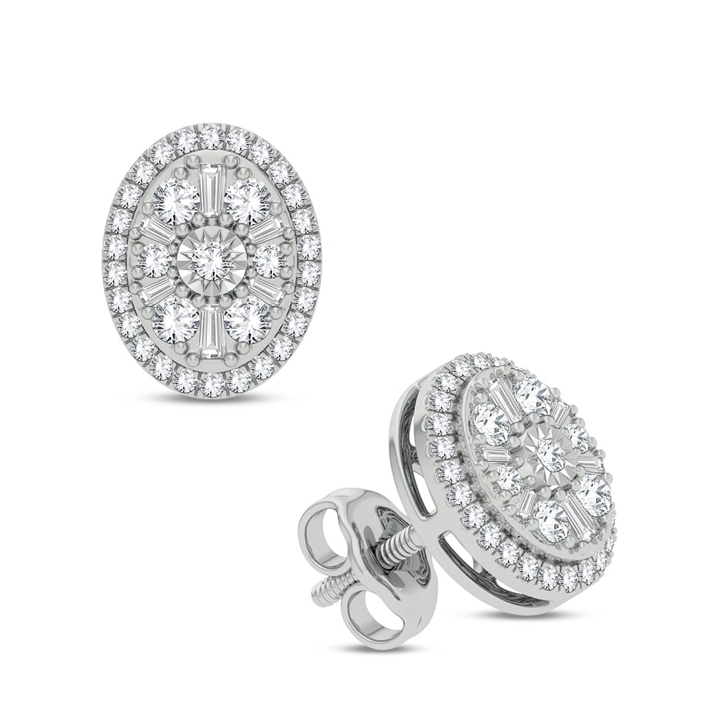 Romantic 14k White Gold Lab Diamond Stud Earrings for Her