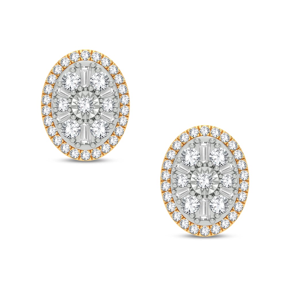 Romantic 14k Yellow Gold Lab Diamond Stud Earrings for Her