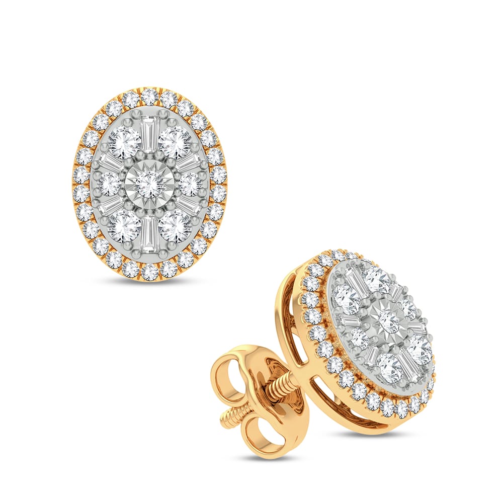 Romantic 14k Yellow Gold Lab Diamond Stud Earrings for Her