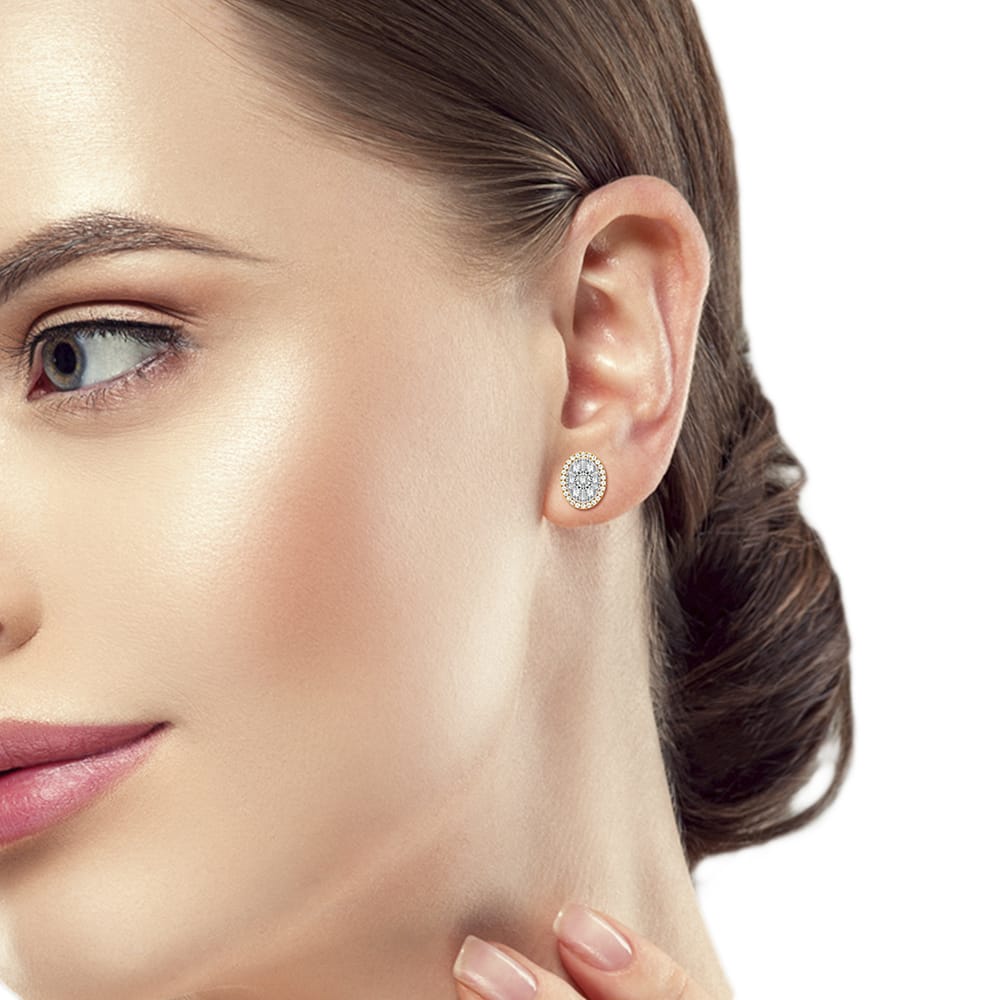 Romantic 14k Yellow Gold Lab Diamond Stud Earrings for Her