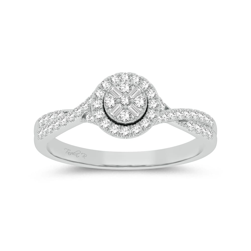 10k White Gold Lab Diamond Promise Ring for Her