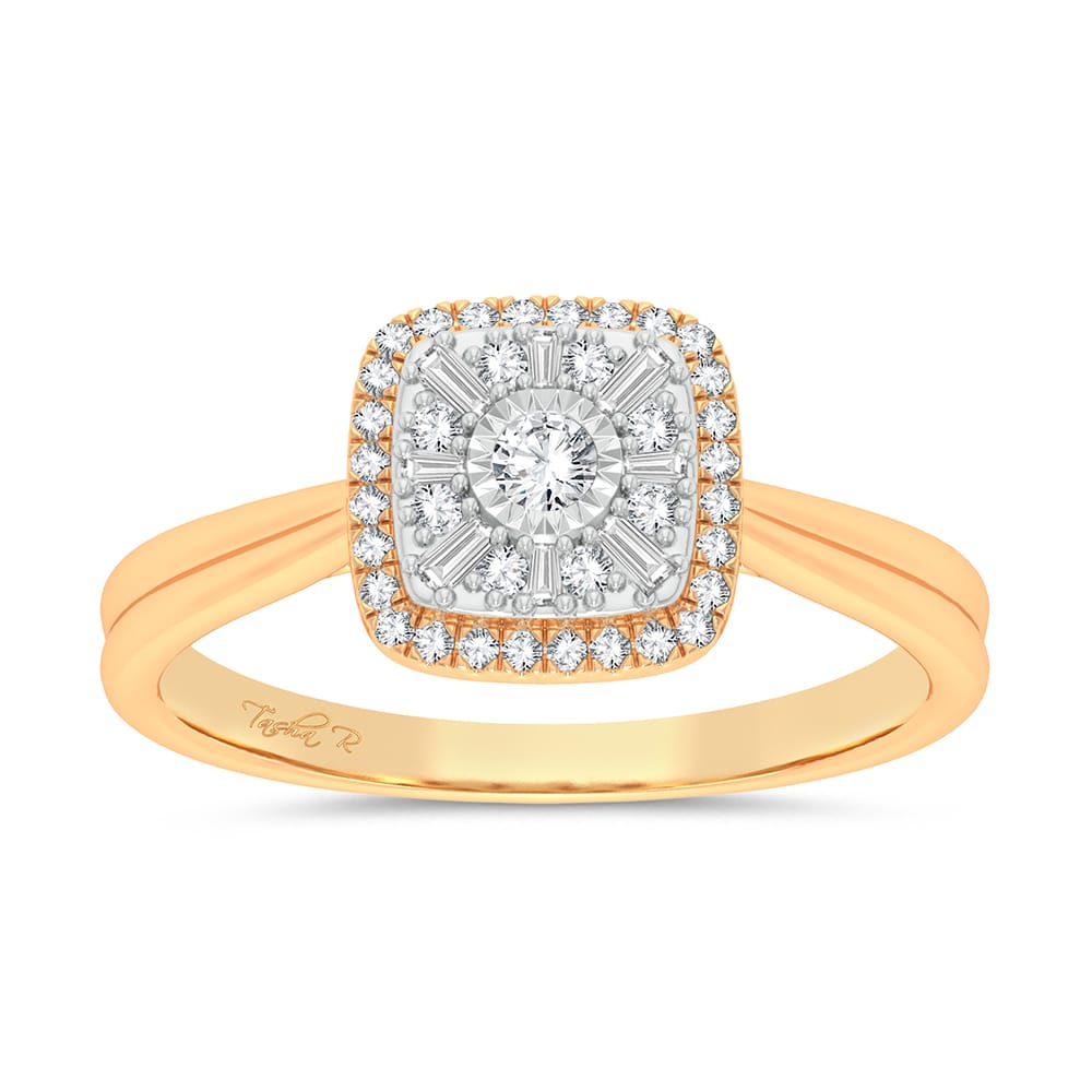 Romantic 14k Yellow Gold Lab Diamond Fashion Ring for Her